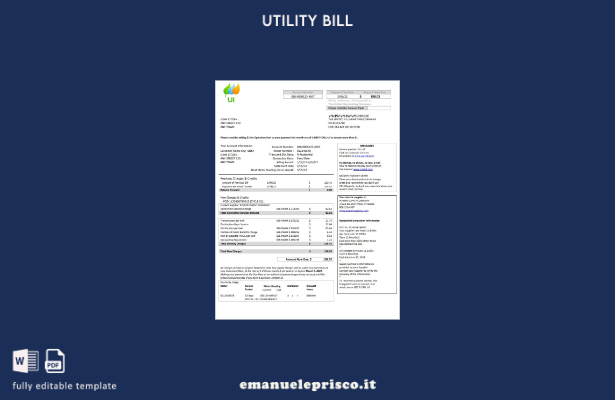 stile verificato USA Massachusetts Chelsea UI Modello di bolletta delle utenze d